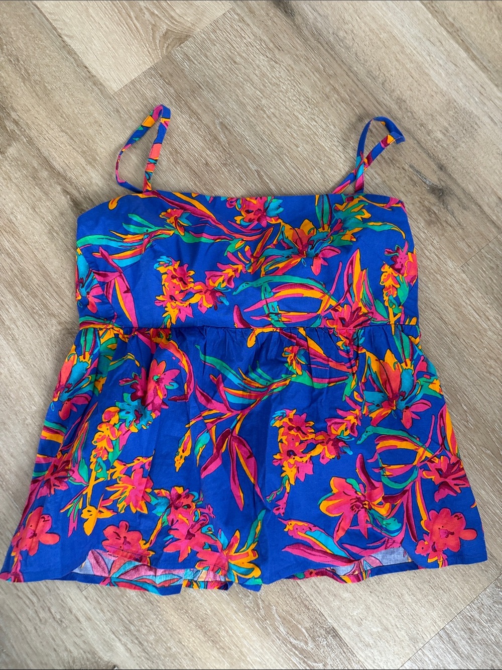 J. Crew Royal Blue Floral Spaghetti-Strap Camisole